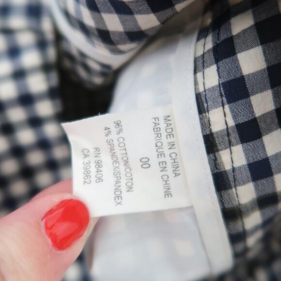 Theory Reolin navy blue black and white gingham mid rise slim fit pants 00 - Picture 6 of 7